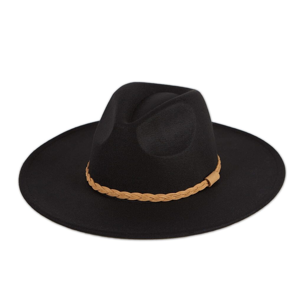 6087 Stella Wide Brim Fedora Hat , Black